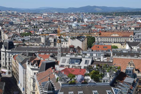 Ausblick über Dächer in Wien